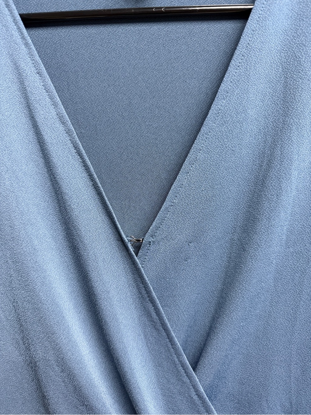 Banana Republic Blue Gray Wrap Top Small Long Sleeve V Neck Stretch Crepe - Picture 2 of 12